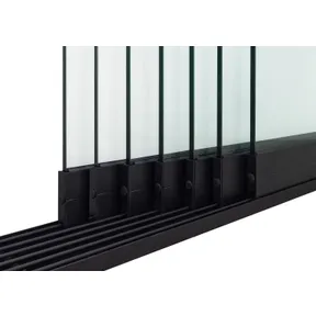Glazen schuifwand 7-rail mat zwart RAL 9005M