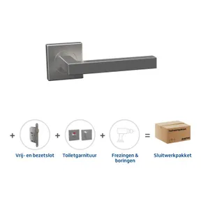 Toiletslot pakket deurkruk Harper RVS, toiletgarnituur Houston RVS met toiletslot