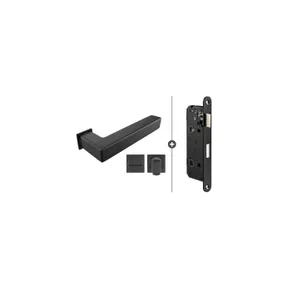 Toiletslot pakket deurkruk Akron zwart toiletgarnituur Fremont zwart met Toiletslot zwart