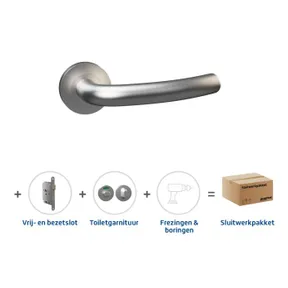 Toiletslot pakket deurkruk Apus RVS toiletgarnituur Pavo RVS met toiletslot