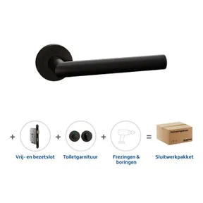 Toiletslot pakket deurkruk Aquarius zwart toiletgarnituur Pavo zwart met toiletslot
