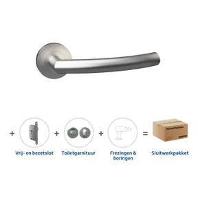 Toiletslot pakket deurkruk Corvus RVS toiletgarnituur Pavo RVS met toiletslot