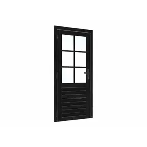 Vuren glasdeur zwart ruit 100x205cm links inclusief RVS deurbeslag