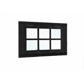 Vuren uitzetraam zwart+glas+kozijn Buitenmaat 90x70cm