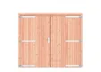 Dubbele deur Douglas hout buitenmaat 250x209cm met glas zwart deurbeslag