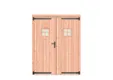 Dubbele deur Douglas hout met ruit - buitenmaat 168x209cm met Zwart deurbeslag