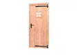 Deur Douglas hout rechtsdraaiend buitenmaat 90x201cm met glas en zwart deurbeslag