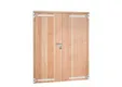 Dubbele deur Douglas hout buitenmaat 168x201cm met RVS deurbeslag