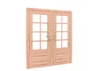 Dubbele deur Douglas hout buitenmaat 168x201cm met glas en RVS deurbeslag
