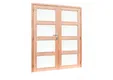 Dubbele deur Douglas hout buitenmaat 168x201cm met melkglas en RVS deurbeslag