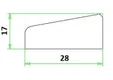 Glaslat A4 Meranti 17x28mm (bovenzijde afgeschuind) Komo 80mu wit gegrond per 10 stuks