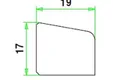 Glaslat C1 Meranti 17x19mm (bovenzijde afgeschuind) Komo 80mu wit gegrond per 10 stuks