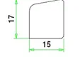 Glaslat D1 Meranti 17x15mm (bovenzijde afgeschuind) Komo 80mu wit gegrond per 10 stuks