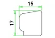 Glaslat E1 Meranti 17x15mm (bovenzijde afgeschuind en ondersponning) Komo 80mu wit gegrond per 10 stuks