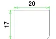 Glaslat F2 Meranti 17x20mm (rechthoekig met 1 afgeronde hoek) Komo 80mu wit gegrond per 10 stuks