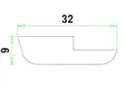Opdekglaslat ZS9 Meranti 9x32mm 2 afgeschuinde kanten met sponning Komo 80mu wit gegrond per 10 stuks 