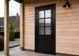 Vuren glasdeur zwart ruit 100x205cm links inclusief RVS deurbeslag