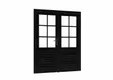Vuren dubbele deur zwart 6-ruits 185x205cm RVS deurbeslag