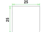 Glaslat F5 Meranti 25x25mm (rechthoekig met 1 afgeronde hoek) Komo 80mu wit gegrond per 10 stuks