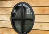 Metalen raam vast ovaal dubbelglas 51x64x6cm zwart