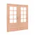 Dubbele deur Douglas hout buitenmaat 168x201cm met glas en RVS deurbeslag