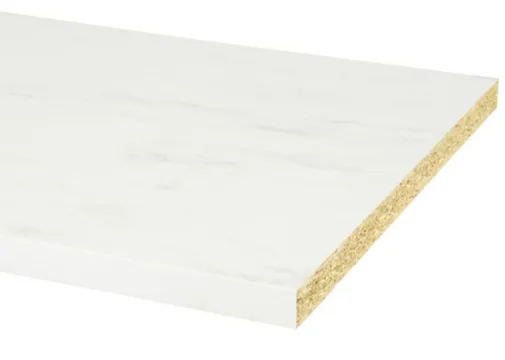 Werkblad Spaanplaat 38mm mat wit marmer