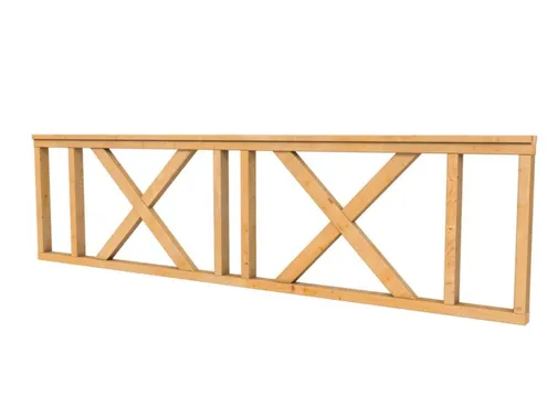 Douglas verandahek met kruis 278.5x73cm onbehandeld