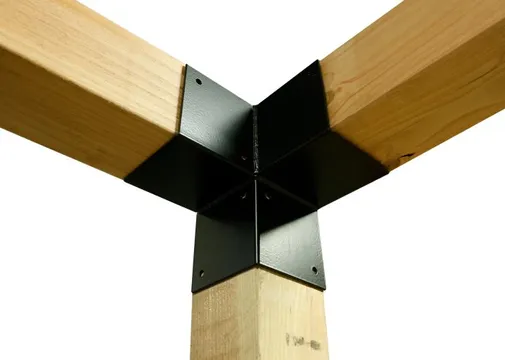 3-Hoek verbinding verzinkt 145x145mm voor palen 140-150mm zwart