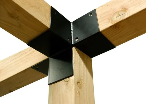4-Hoek verbinding verzinkt 115x115mm voor palen 120mm zwart