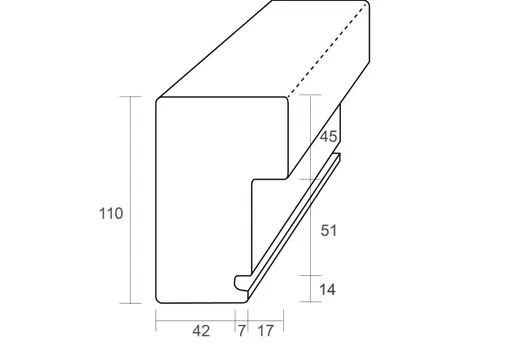 Bovendorpel Meranti kozijnhout (model A1) 66x110mm 2x gegrond 