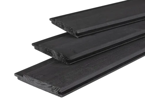 Channelsiding Vuren 19x146mm (werkend 131mm) fijnbezaagd zwart gespoten