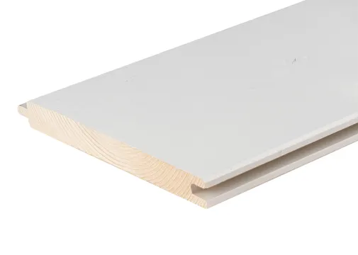 Dakbeschot Vuren 25x200mm (werkend 20x180mm) mes en groef geschaafd wit gespoten RAL9010