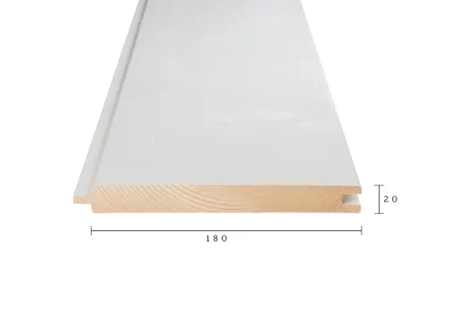 Dakbeschot Vuren 25x200mm (werkend 20x180mm) mes en groef geschaafd wit gespoten RAL9010