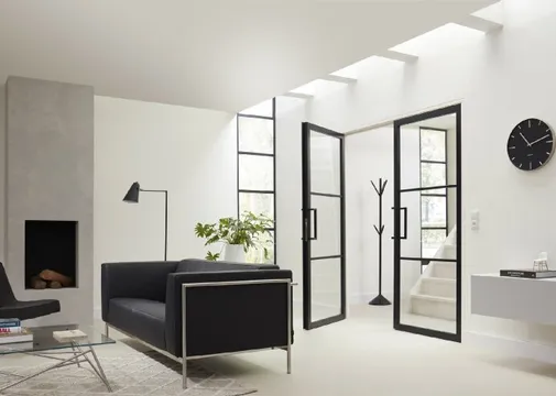 Binnendeur SSL 4003 met blankglas zwart RAL 9011 