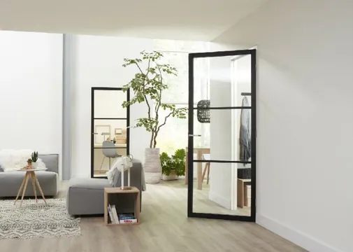 Binnendeur SSL 4003 met blankglas zwart RAL 9011 