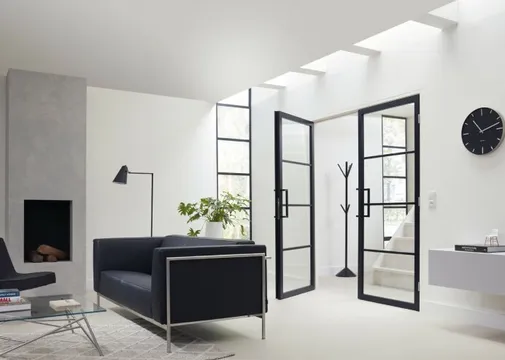 Binnendeur SSL 4004 met blankglas zwart RAL 9011