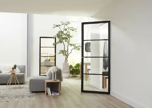 Binnendeur SSL 4004 met blankglas zwart RAL 9011