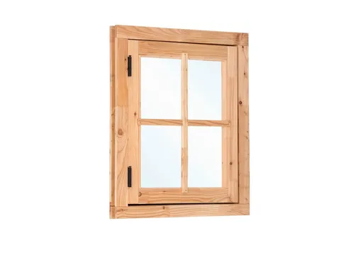 Douglas draairaam met enkelglas - buitenmaat 90x105cm incl. zwart raambeslag