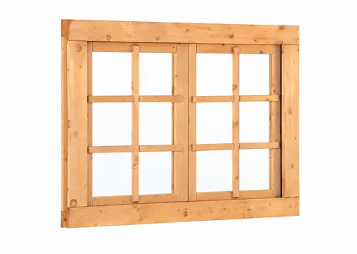 Douglas dubbel draairaam met enkelglas - buitenmaat 125x90cm incl. RVS raambeslag