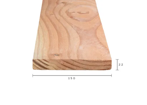 Plank Douglas hout 22x150mm fijnbezaagd 