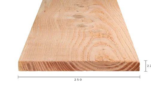 Plank Douglas hout 22x250mm fijnbezaagd 