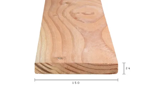 Plank Douglas hout 24x150mm fijnbezaagd
