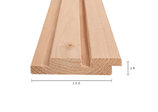 Dubbel Rhombus profiel Douglas hout 19x130mm (werkend 19x120mm) geschaafd