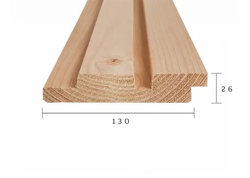 Dubbel Rhombus profiel Douglas hout 26x145mm (werkend 26x130mm) geschaafd