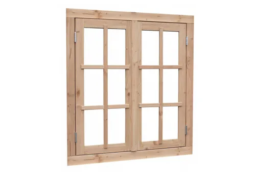 Dubbel uitzetraam Douglas hout buitenmaat 112x120,5cm dubbelglas met kozijn
