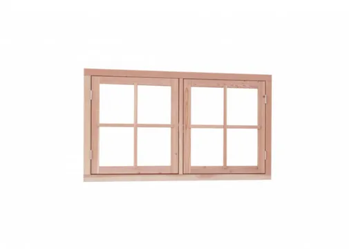 Dubbel uitzetraam Douglas hout buitenmaat 141,2x83,7cm met kozijn