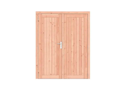 Dubbele deur Douglas hout Prestige - buitenmaat 198x209cm met RVS deurbeslag