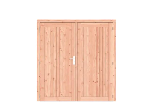 Dubbele deur Douglas hout Prestige - buitenmaat 201x209cm met RVS deurbeslag