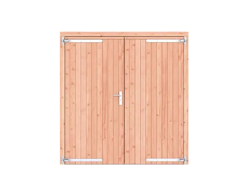 Dubbele deur Douglas hout - buitenmaat 201x209cm met RVS deurbeslag