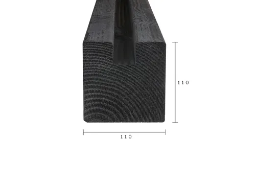 Sleufpaal Douglas hout (eindpaal) 110x110mm zwart geïmpregneerd (gedompeld)